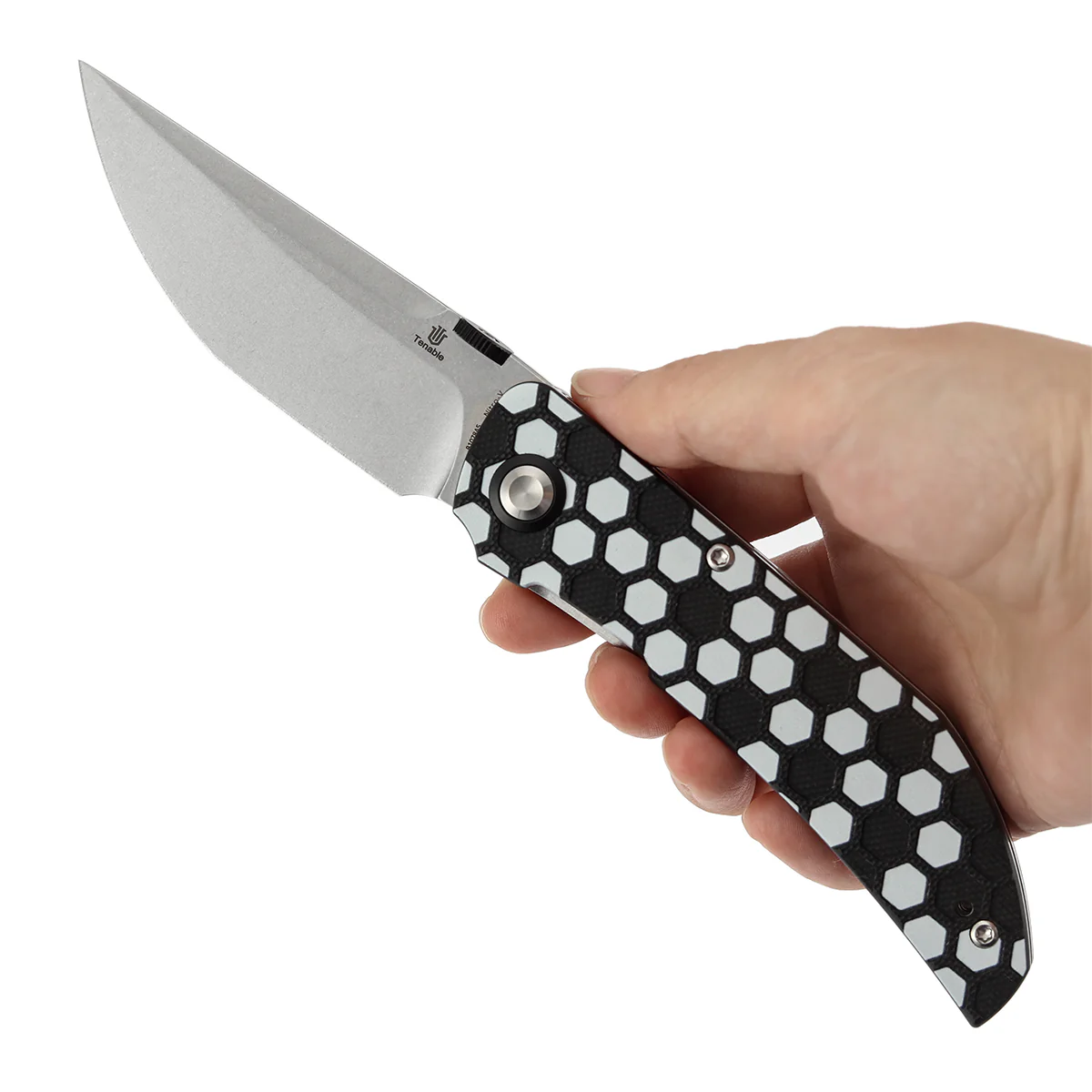 Tenable Exclusive Soccer-Themed Tarkin Folding Knife | 3.4" Stonewashed Nitro-V | Black G10 with Soccer Themed Pattern Handle | Matthew Christensen Design - B1078A5 (Limited 200) - Image 10