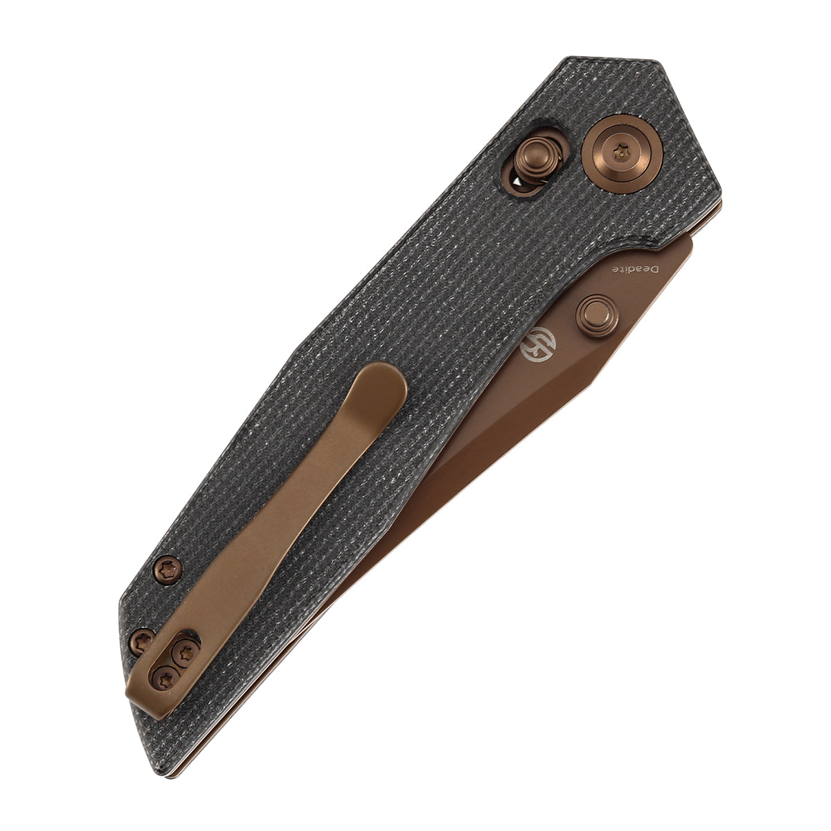 Tenable Deadite Cross Bar Lock Knife | 3.52" Rose Gold 14C28N Blade | Black Micarta Handle | TuffKnives Design - B1081V3 - Image 8