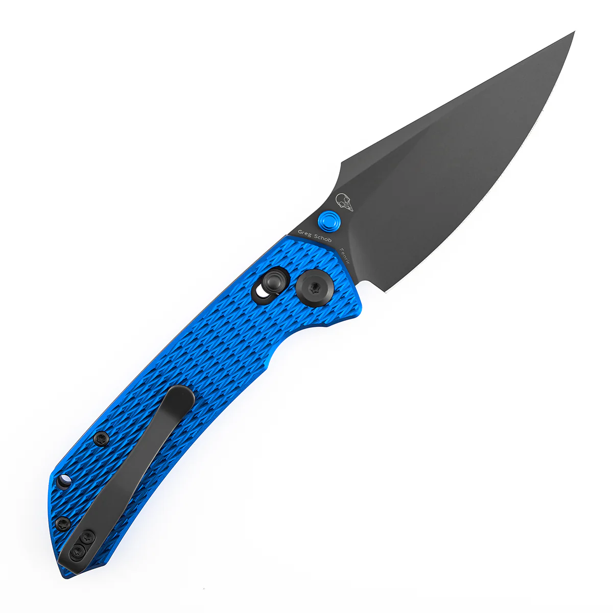 Tenable Fenrir Cross Bar Lock Folding Knife| 3.48'' Gray TiCn Coated Nitro V Blade | Blue Anodized Aluminum with Diamond Pattern Handle | Sparrow Knife Design| T1034V15 - Image 4