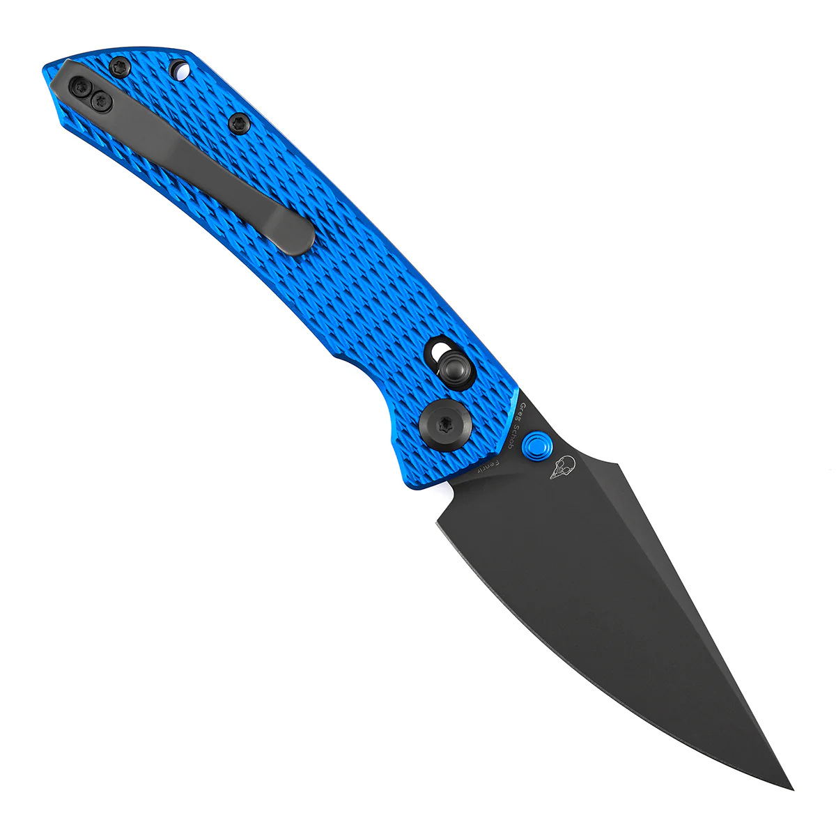 Tenable Fenrir Cross Bar Lock Folding Knife| 3.48'' Gray TiCn Coated Nitro V Blade | Blue Anodized Aluminum with Diamond Pattern Handle | Sparrow Knife Design| T1034V15 - Image 5