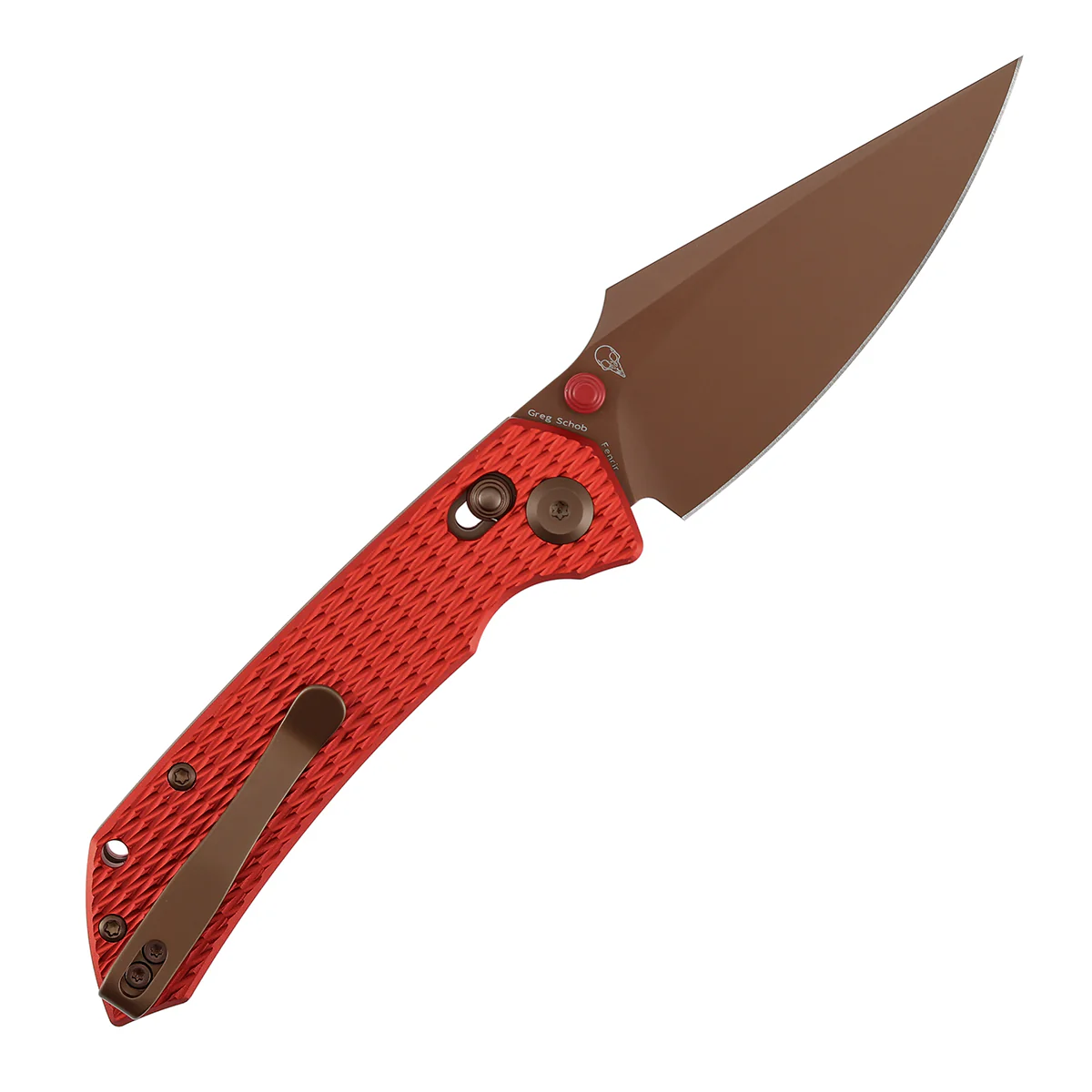 Tenable Fenrir Cross Bar Lock Folding Knife| 3.48'' Rose Gold Nitro V Blade | Red Anodized Aluminum with Diamond Pattern Handle | Sparrow Knife Design| T1034V17 - Image 4