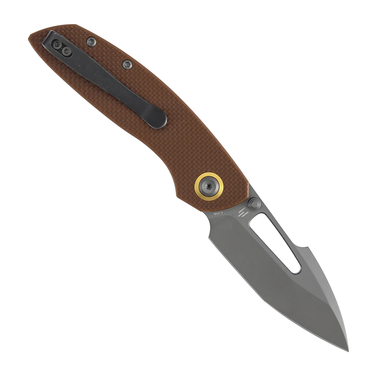 Tenable Link Folding Knife | 3.0" Gray TiCn Coated 14C28N Blade | Brown G10 Handle| Triple Stripe Knives Design | B1068A2 - Image 3