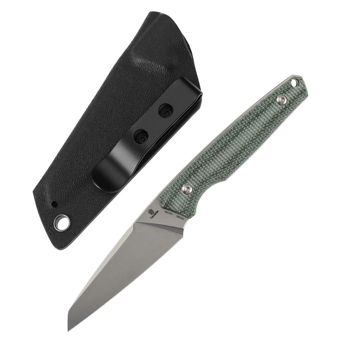 Tenable Parr Fixed Blade Knife | 2.87'' Stonewashed 14C28N Blade| Green Micarta Handle | Jonathan Styles - G011B5