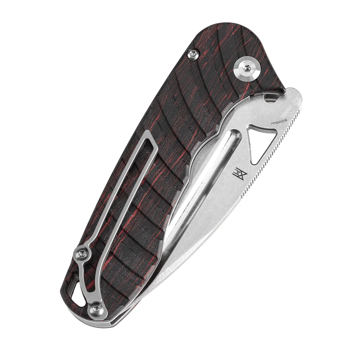 Expected shipment on July 15th-Tenable Bömbur Folding Knife Black and Red G-mascus Handle (3.53'' Stonewashed D2 Blade) Midgards Messer Design--T1054C1 - Image 8