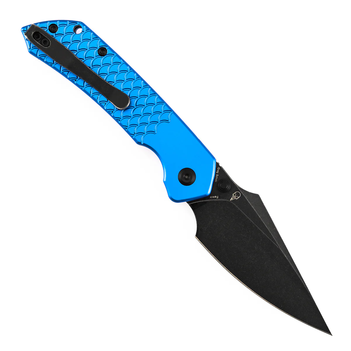 Tenable Fenrir Top Liner Lock Folding Knife| | 3.48“ Blackwash Nitro V Blade | Dark Blue Anodized Aluminum with  Fishscale Texture Handle | Sparrow Knife Design | B1034H92 - Image 3