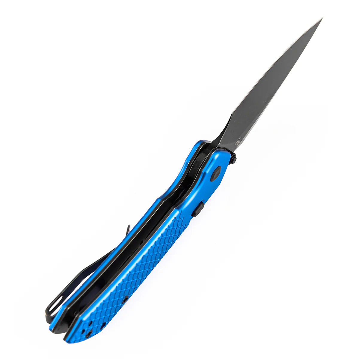 Tenable Fenrir Top Liner Lock Folding Knife| | 3.48“ Blackwash Nitro V Blade | Dark Blue Anodized Aluminum with  Fishscale Texture Handle | Sparrow Knife Design | B1034H92 - Image 4