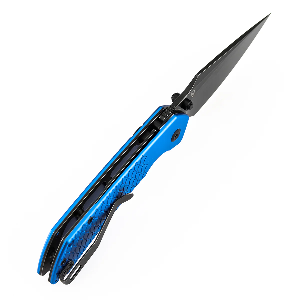 Tenable Fenrir Top Liner Lock Folding Knife| | 3.48“ Blackwash Nitro V Blade | Dark Blue Anodized Aluminum with  Fishscale Texture Handle | Sparrow Knife Design | B1034H92 - Image 5