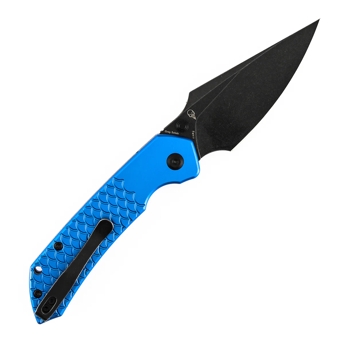 Tenable Fenrir Top Liner Lock Folding Knife| | 3.48“ Blackwash Nitro V Blade | Dark Blue Anodized Aluminum with  Fishscale Texture Handle | Sparrow Knife Design | B1034H92 - Image 8