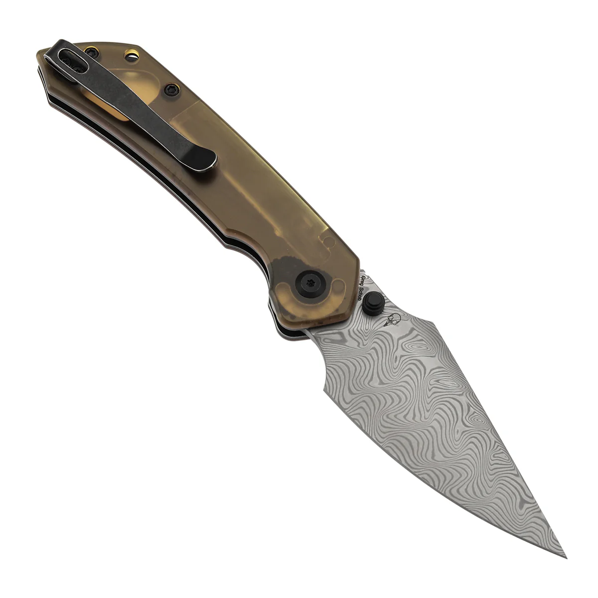 Tenable Fenrir Top Liner Lock Folding Knife| Amber PEI Handle | 3.4“ Damacus Blade | Sparrow Knife Design | B1034H6 - Image 3