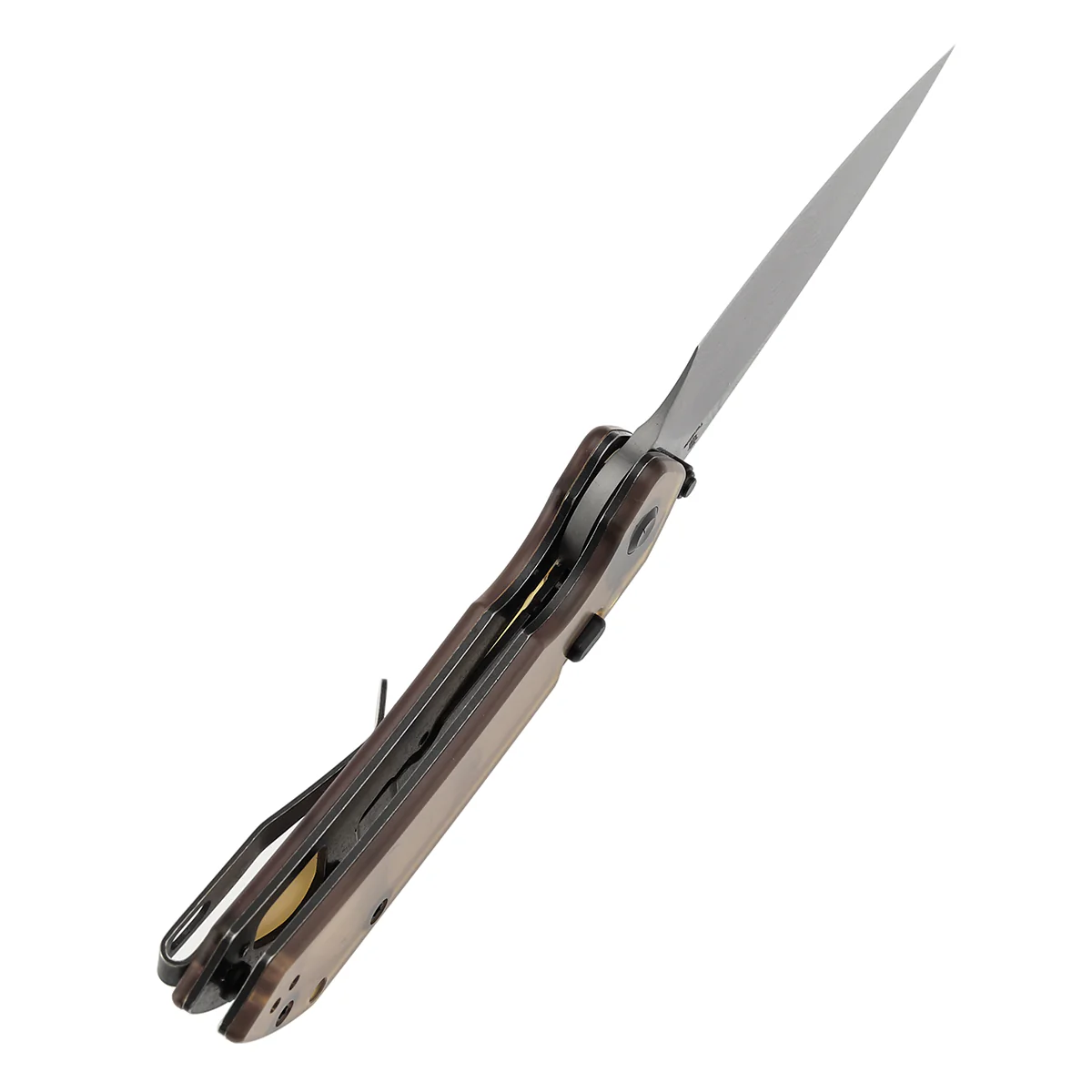 Tenable Fenrir Top Liner Lock Folding Knife| Amber PEI Handle | 3.4“ Damacus Blade | Sparrow Knife Design | B1034H6 - Image 4