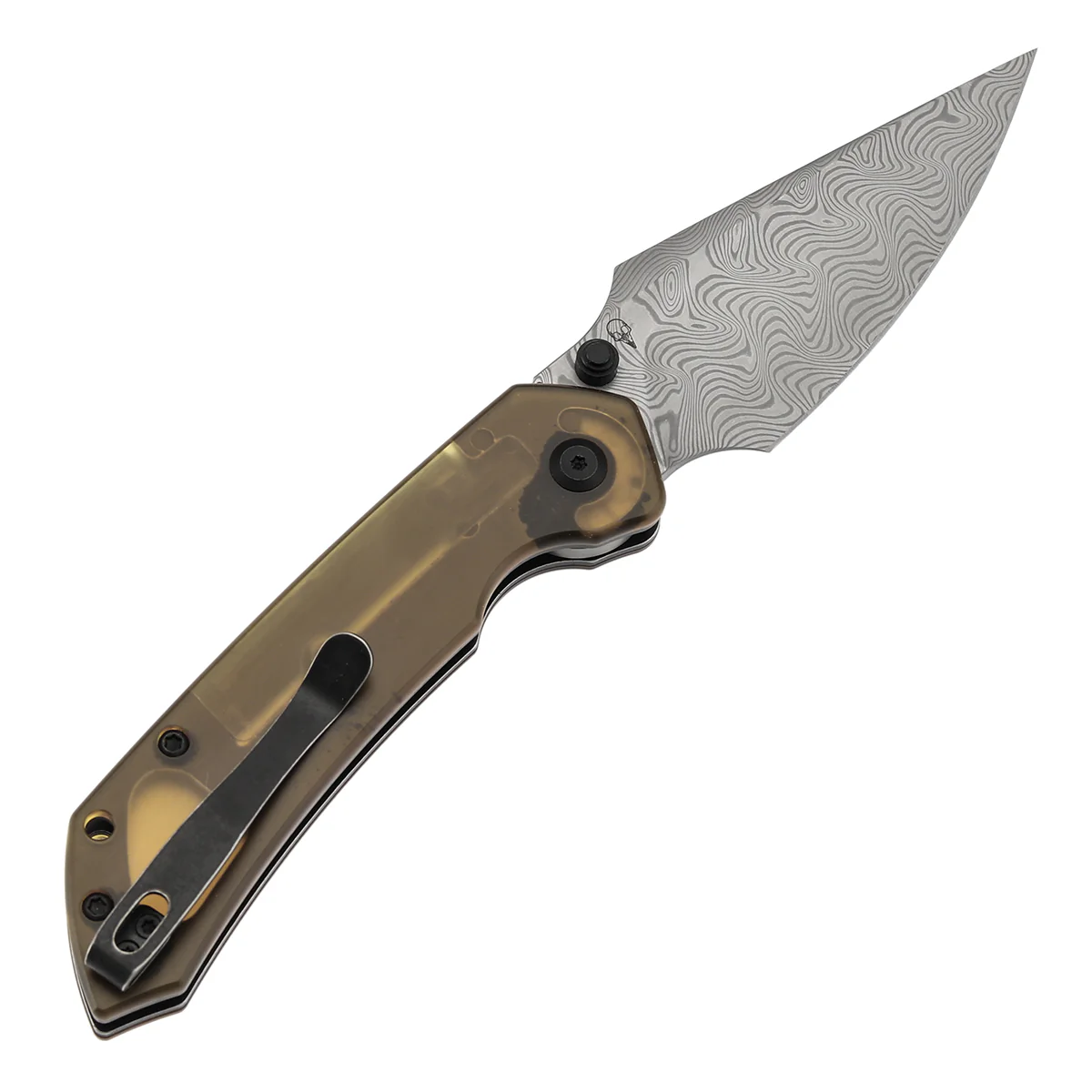 Tenable Fenrir Top Liner Lock Folding Knife| Amber PEI Handle | 3.4“ Damacus Blade | Sparrow Knife Design | B1034H6 - Image 8