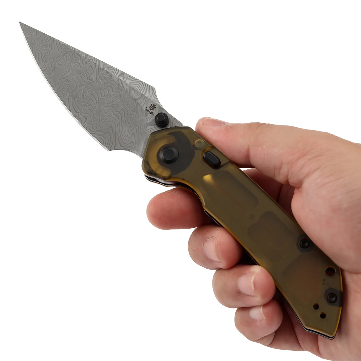 Tenable Fenrir Top Liner Lock Folding Knife| Amber PEI Handle | 3.4“ Damacus Blade | Sparrow Knife Design | B1034H6 - Image 9