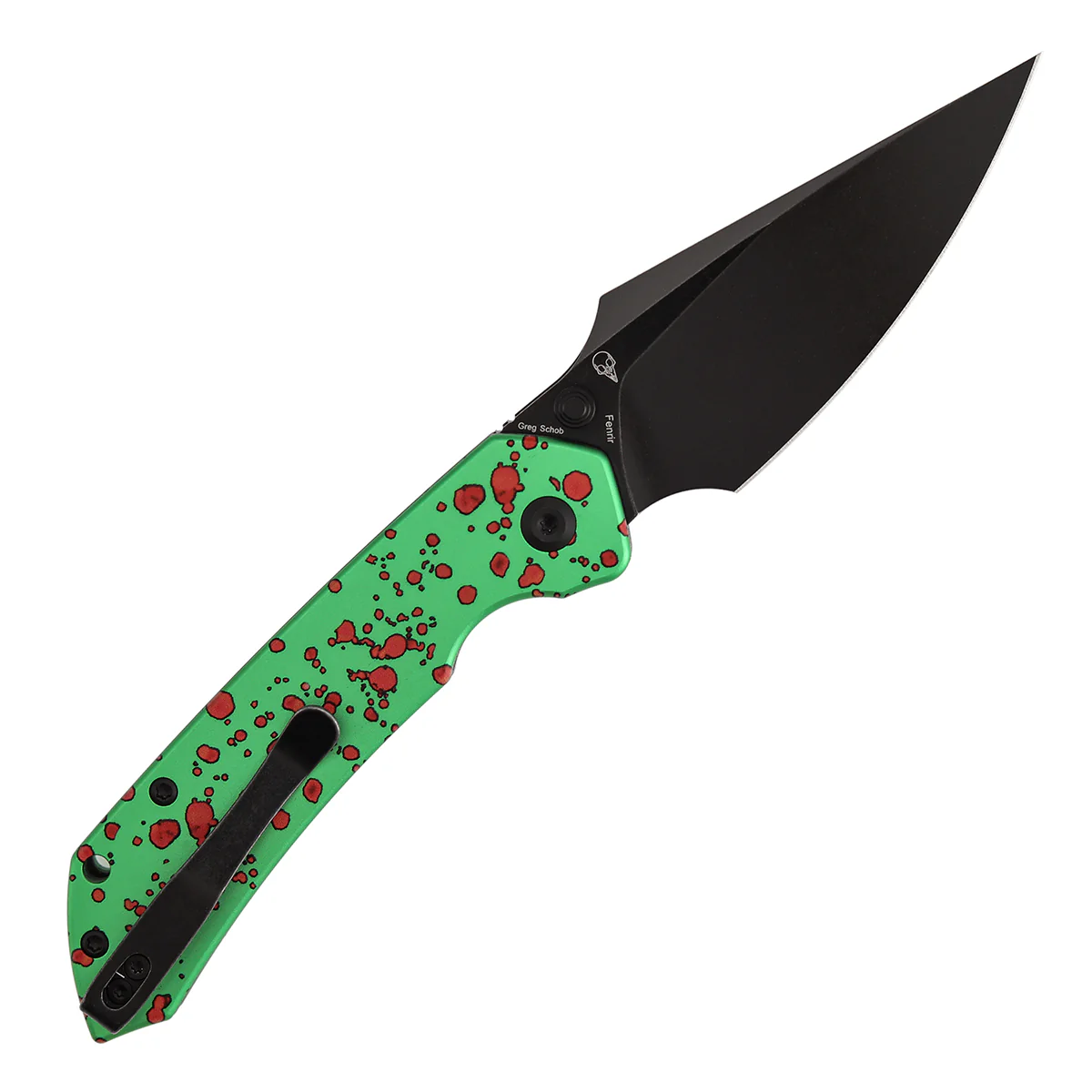 Tenable Fenrir Top Liner Lock Folding Knife| 3.4" Blackwash Nitro-V Blade |Green Aluminum with Zombie Blood Handle | Sparrow Knife Design | B1034H22 - Image 4