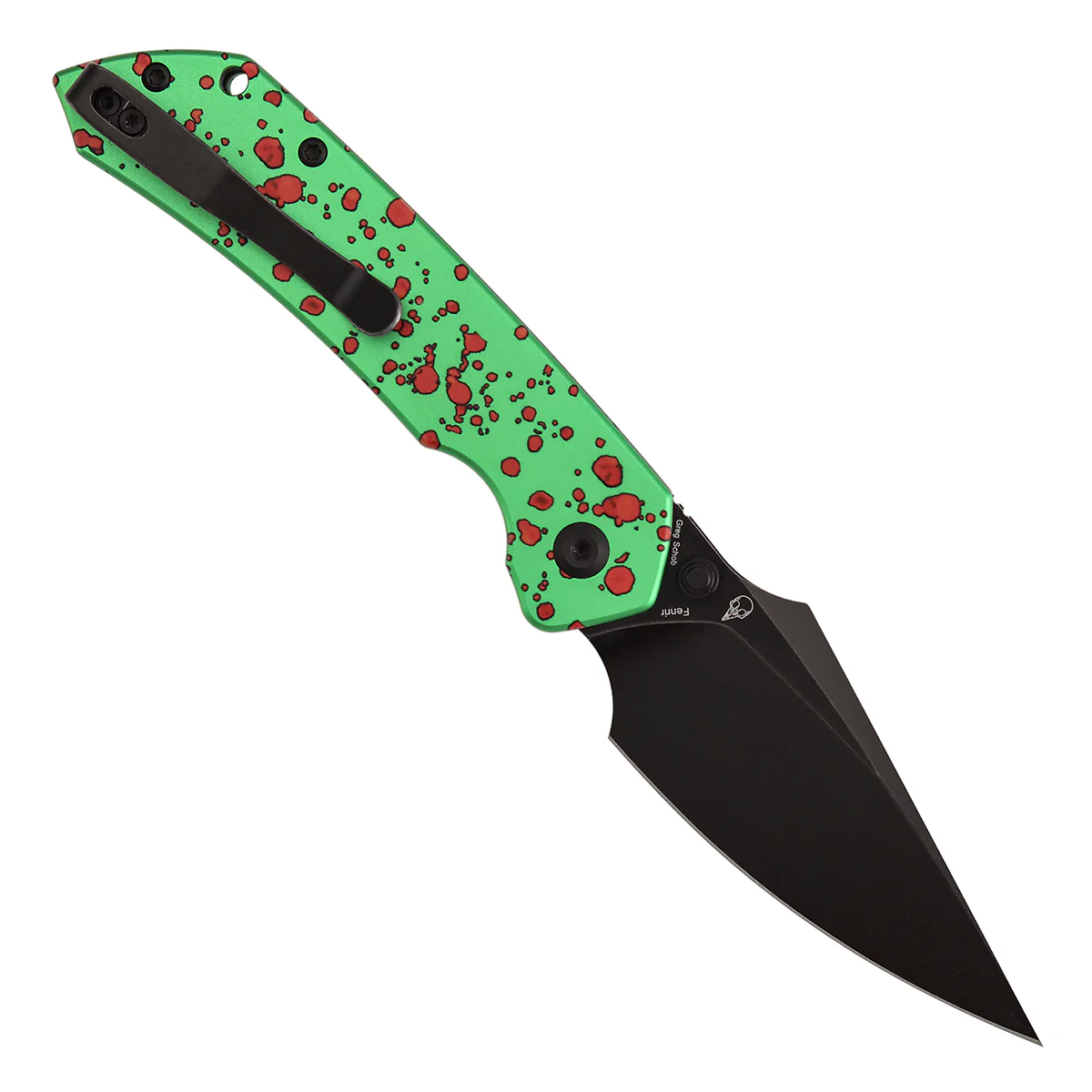 Tenable Fenrir Top Liner Lock Folding Knife| 3.4" Blackwash Nitro-V Blade |Green Aluminum with Zombie Blood Handle | Sparrow Knife Design | B1034H22 - Image 5