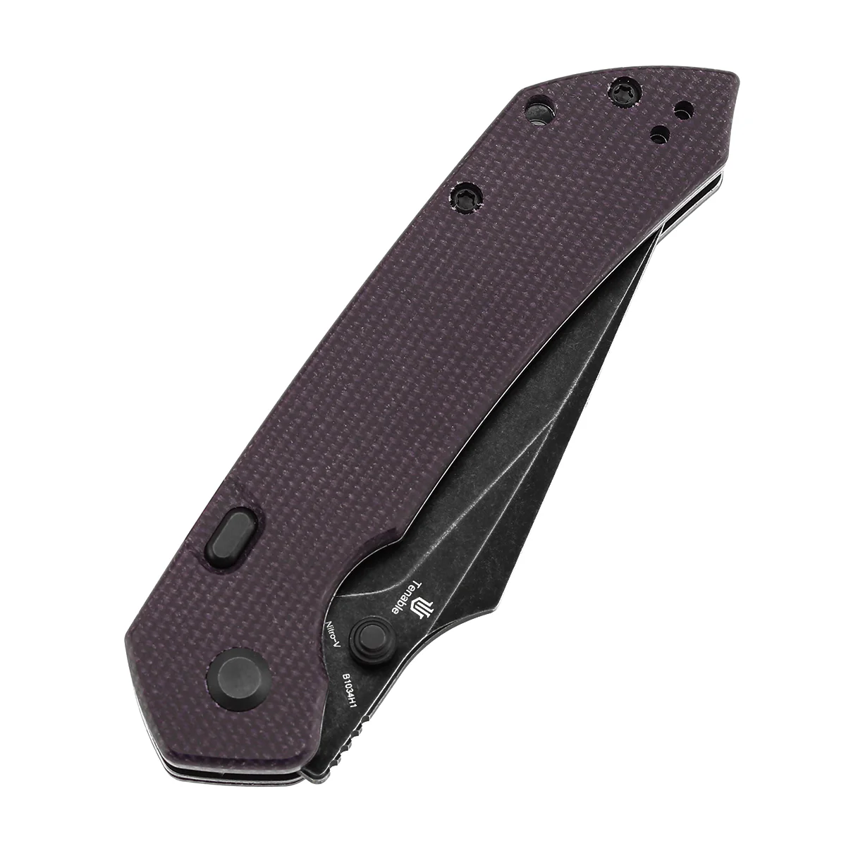 Tenable Fenrir Top Liner Lock Folding Knife| Purple Micarta | 3.48“ Blackwashed Nitro-V Blade | Sparrow Knife Design | B1034H1 - Image 7