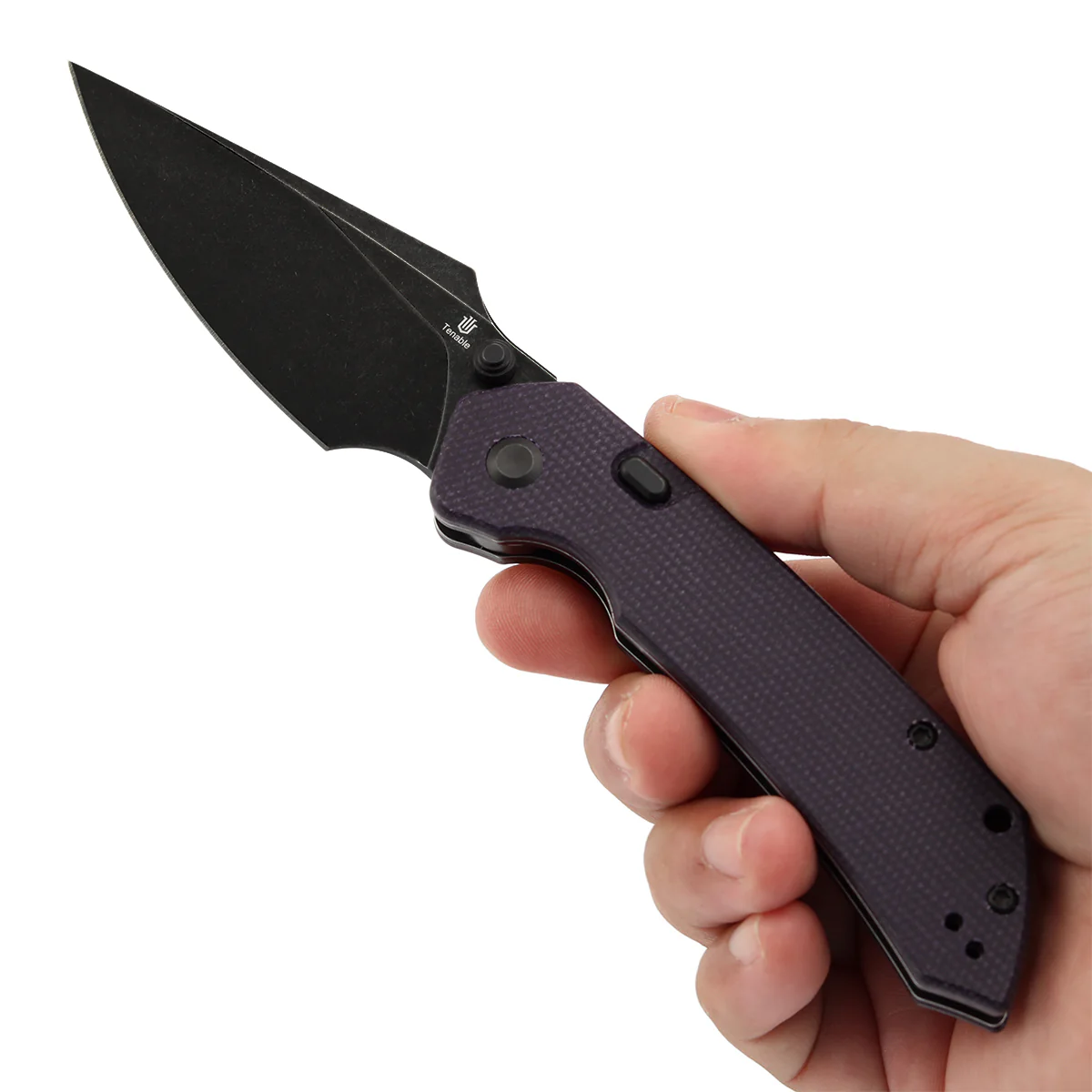 Tenable Fenrir Top Liner Lock Folding Knife| Purple Micarta | 3.48“ Blackwashed Nitro-V Blade | Sparrow Knife Design | B1034H1 - Image 9