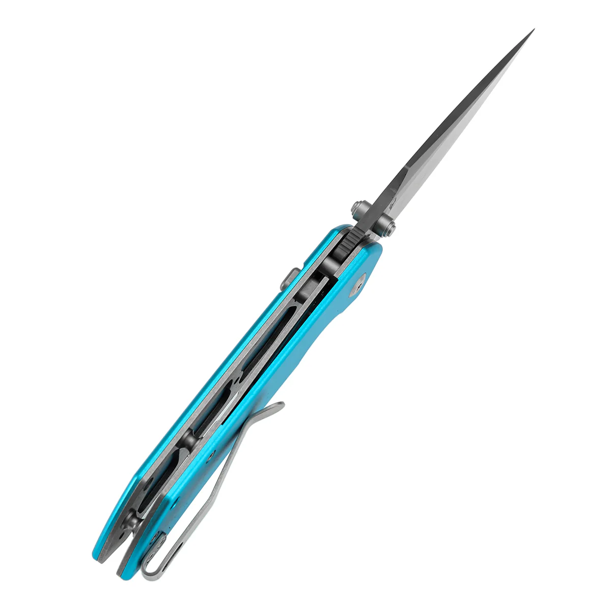 Tenable Fenrir Top Liner Lock Folding Knife|  3.4“ Damascus Blade | Blue Aluminum Handle | Sparrow Knife Design | B1034H8 - Image 5
