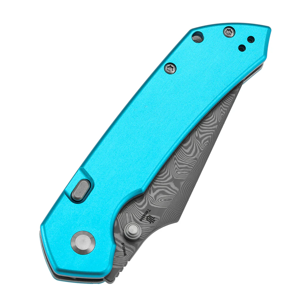 Tenable Fenrir Top Liner Lock Folding Knife|  3.4“ Damascus Blade | Blue Aluminum Handle | Sparrow Knife Design | B1034H8 - Image 6