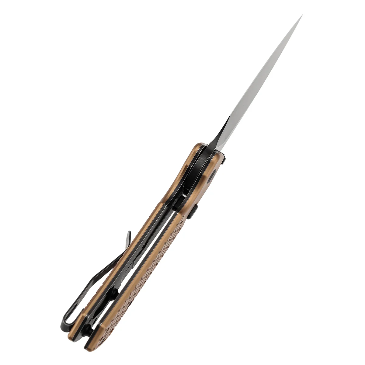 Tenable Fenrir Top Liner Lock Folding Knife|  3.4“ Blackwashed Nitro-V Blade | Bronze Aluminum with Fishscale Texture Handle | Sparrow Knife Design | B1034H11 - Image 4