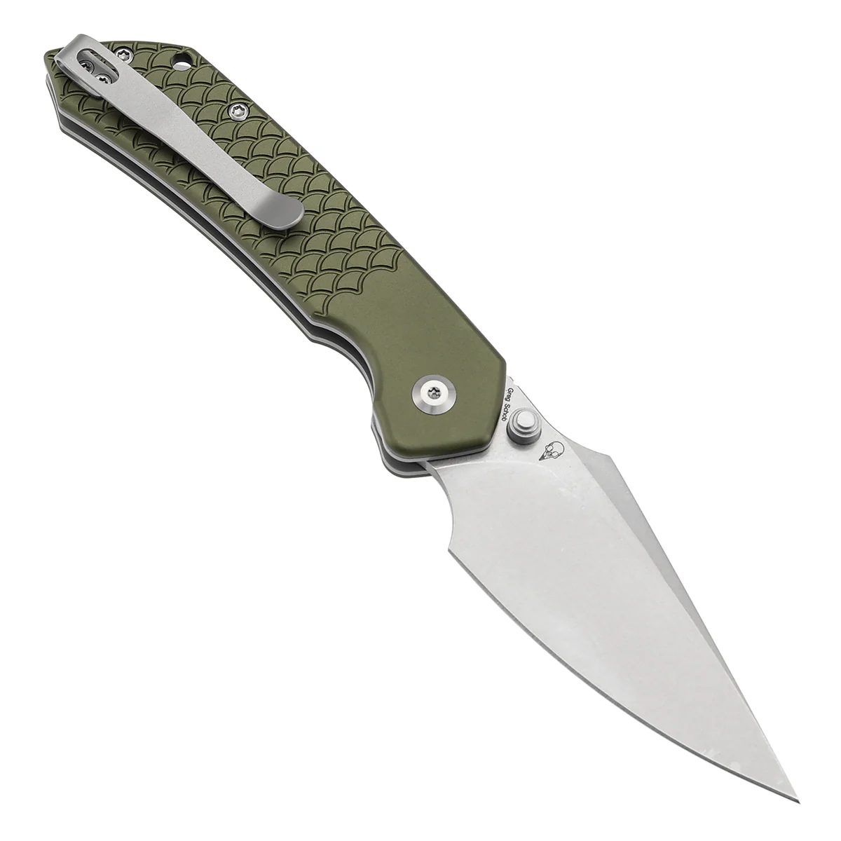 Tenable Fenrir Top Liner Lock Folding Knife| 3.4“ Stonewashed Nitro-V Blade | Green Anodized Aluminum with  Fishscale Texture Handle | Sparrow Knife Design | B1034H7 - Image 3