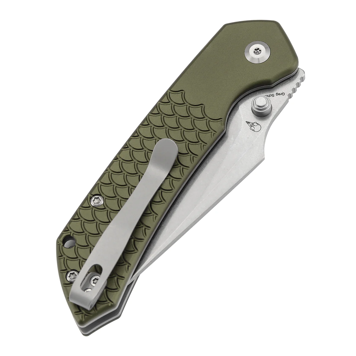Tenable Fenrir Top Liner Lock Folding Knife| 3.4“ Stonewashed Nitro-V Blade | Green Anodized Aluminum with  Fishscale Texture Handle | Sparrow Knife Design | B1034H7 - Image 7