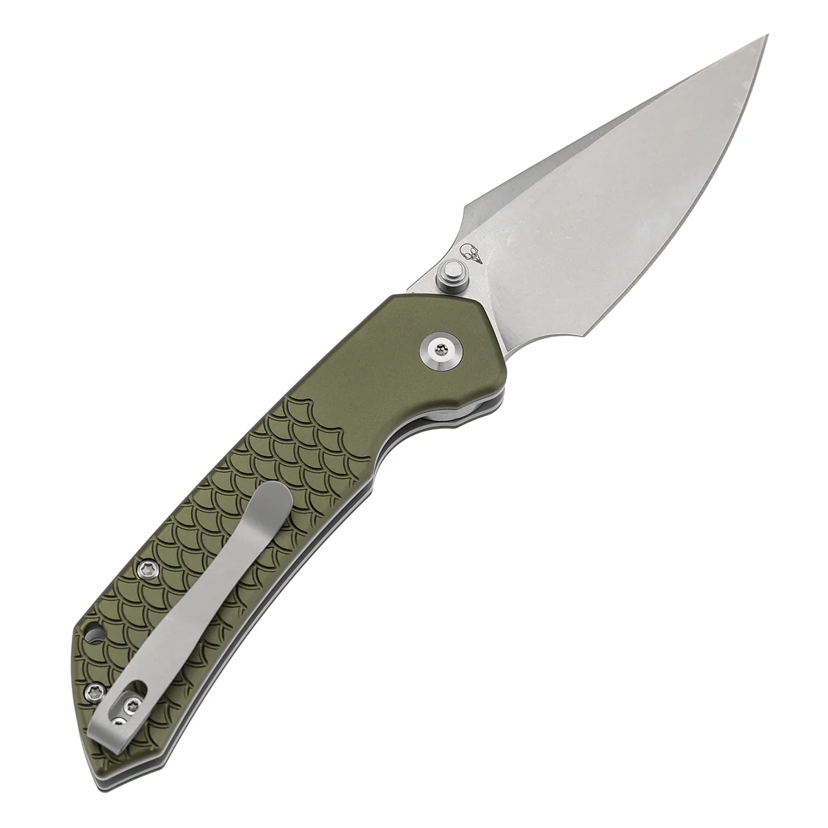 Tenable Fenrir Top Liner Lock Folding Knife| 3.4“ Stonewashed Nitro-V Blade | Green Anodized Aluminum with  Fishscale Texture Handle | Sparrow Knife Design | B1034H7 - Image 8