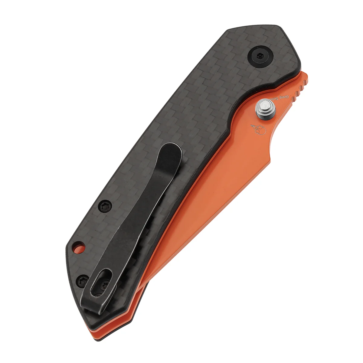 Tenable Fenrir Top Liner Lock Folding Knife| Twill Carbon Fiber Handle | 3.48“ Orange Coated Nitro V Blade | Sparrow Knife Design | B1034H5 (Stainless Steel Thumb Stud) - Image 8
