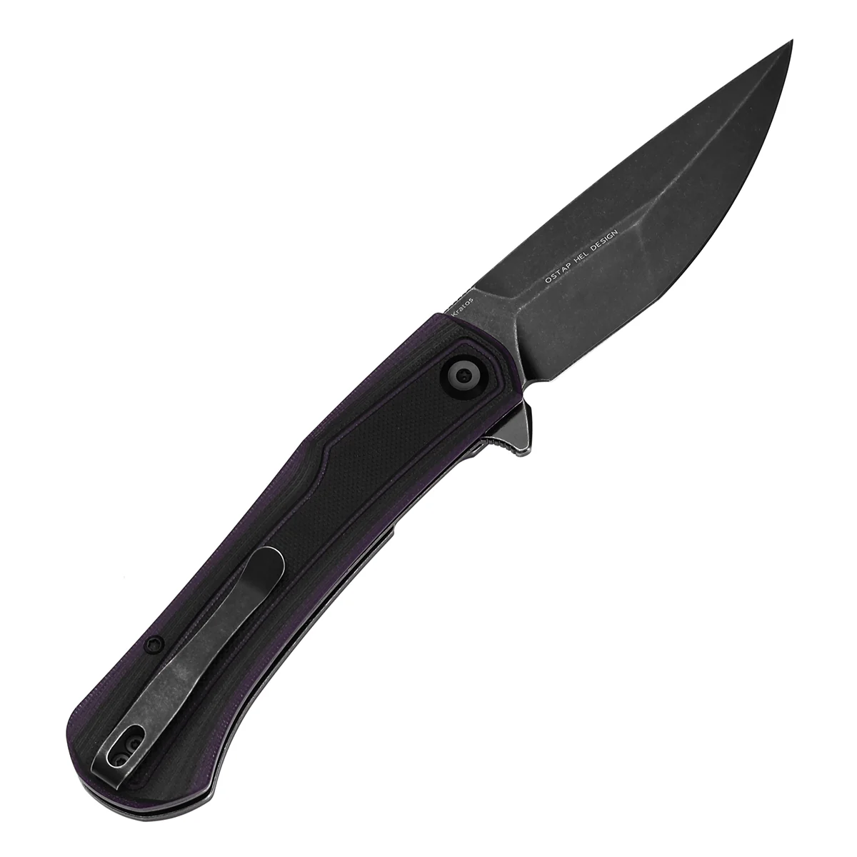 Tenable Kratos Folding Knife Black and Purple G10 Handle(3.79" Blackwash Nitro-V Blade) Ostap Hel Design-T1024A3 - Image 8