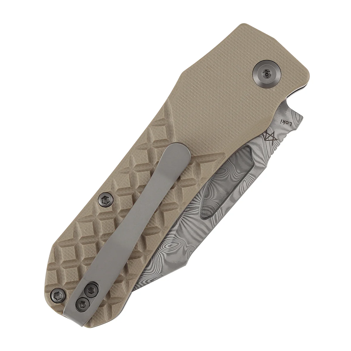 Tenable Loki Liner Lock Knife | 3.0" Water Ripple Damascus Blade | Tan G10 Handle | Steven Dunnuck Design - B1058A3 - Image 9