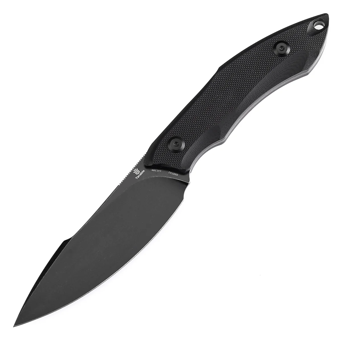 Tenable Luccio Fixed Blade Knife with Black G10 Handle (3.81" Blackwash 14C28N Blade) - Bolt Vision Design - G007A2 - Image 2