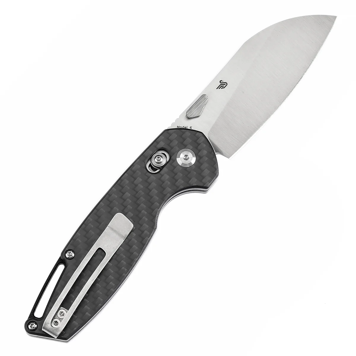 Tenable Model 6 Cross Bar Lock | Twill Carbon Fiber Handle | 3.1" Satin 14C28N Blade | Nick Swan Design--T1022V1 - Image 8