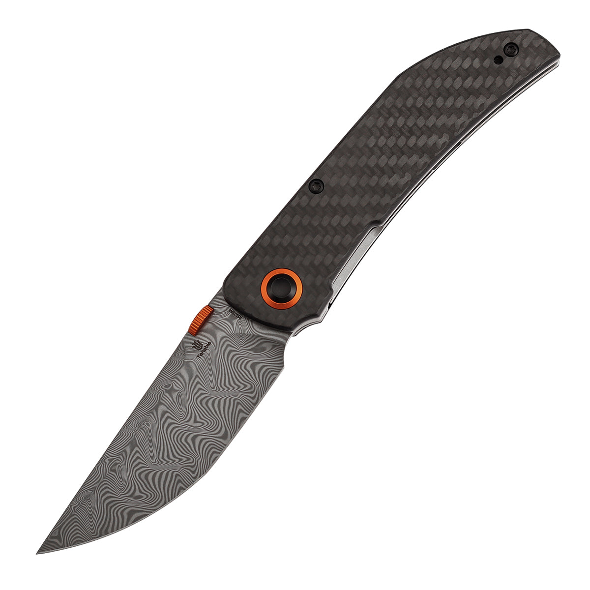 Tenable Tarkin Liner Knife | 3.4" Water Ripple Damascus Blade | Twill Carbon Fiber &G10 Handle | Matthew Christensen Design | B1078A4 - Image 2